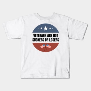 Veterans are NOT suckers or losers Black US Flag Kids T-Shirt